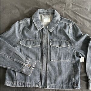 BNWT Old Navy Washed Blue/Black Denim Bomber Jacket